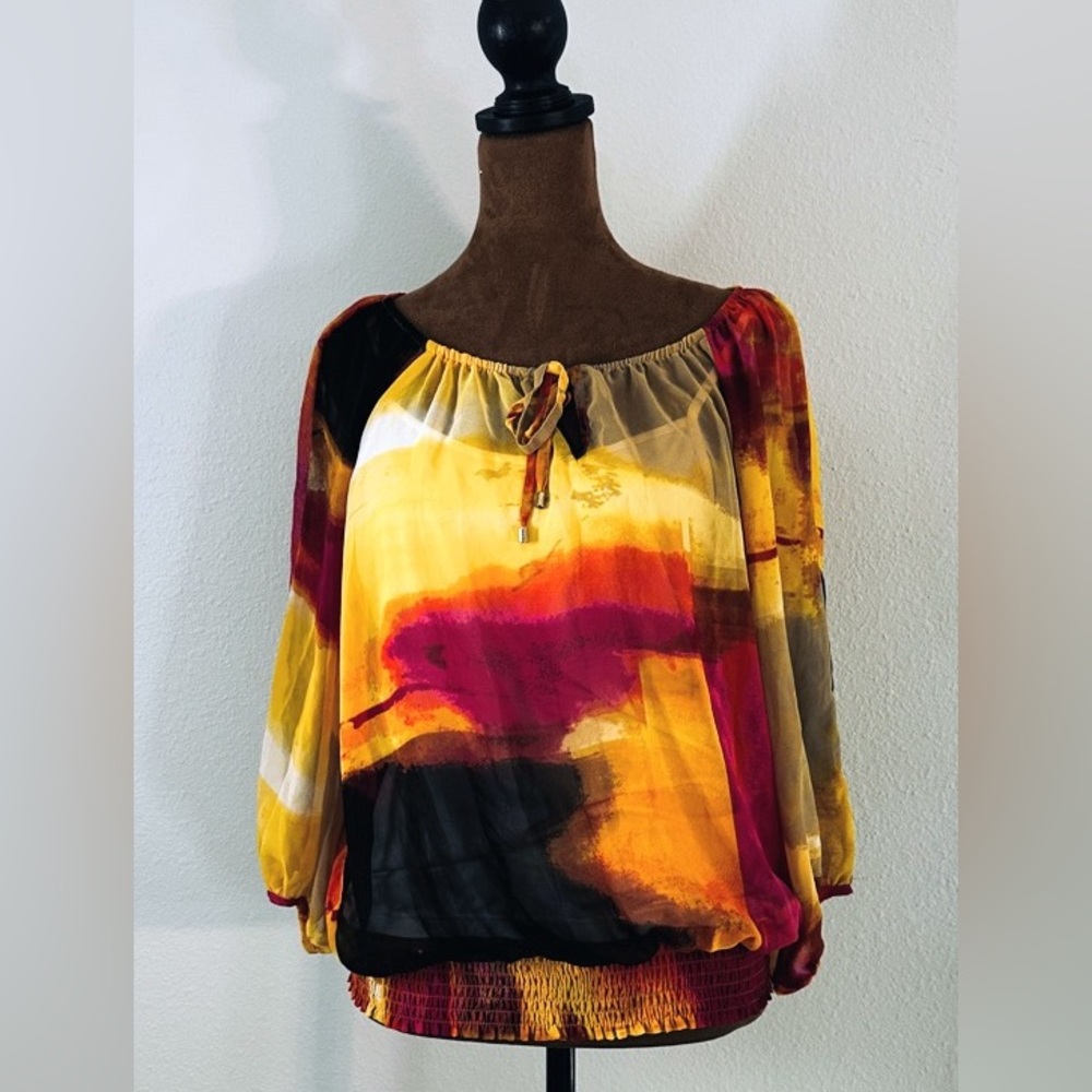 Alfani Women's‎ Blouse in Red, Yellow, and Black